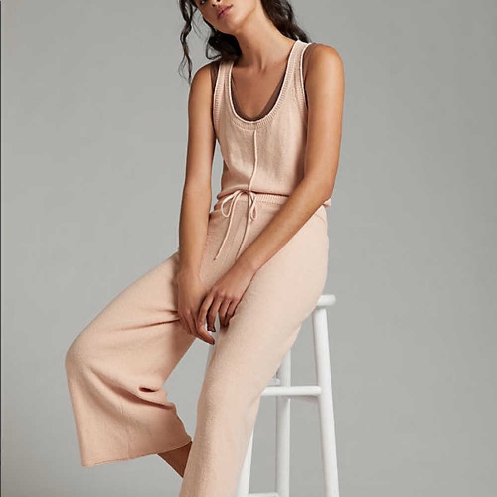 Anthropologie Peach Knit Sleeveless Jumpsuit